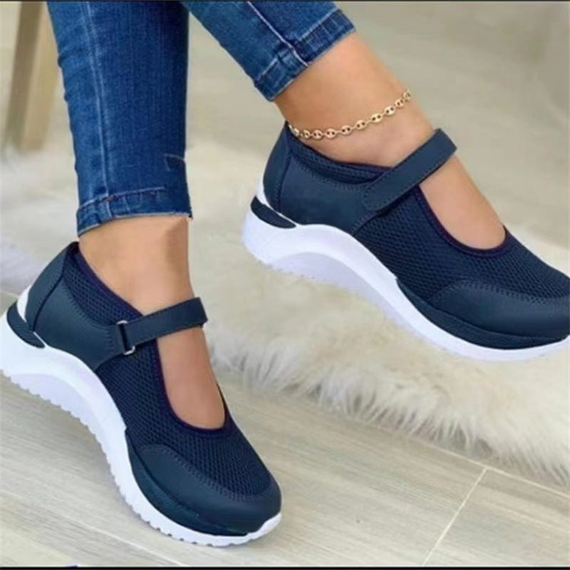 Women Breathable Mary-Jane Sneakers with Velcro Closure and Memory Foam Sole Mune Fashion