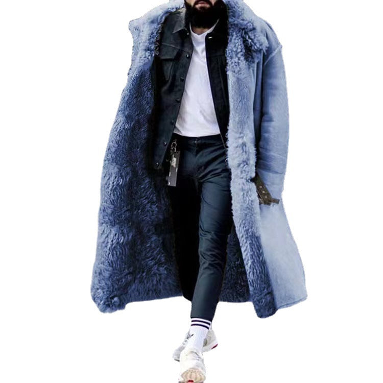 Men's Longer Relaxed-Fit Coat with Teddy Collar and Concealed Button Placket Mune Fashion