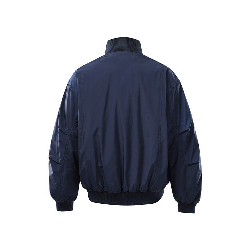 Men's Lightweight Nylon Bomber Jacket with Stand-Up Collar and Elastic Hem Mune Fashion