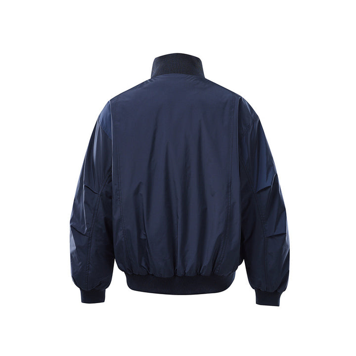 Men's Lightweight Nylon Bomber Jacket with Stand-Up Collar and Elastic Hem Mune Fashion