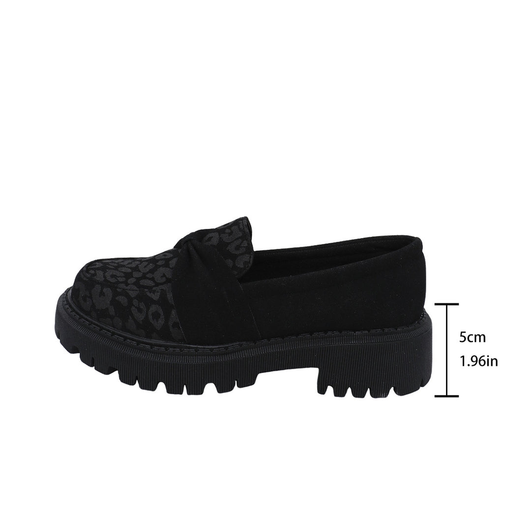Women's Chunky Loafer with Decorative Knot Bow and Leopard Tip Mune Fashion