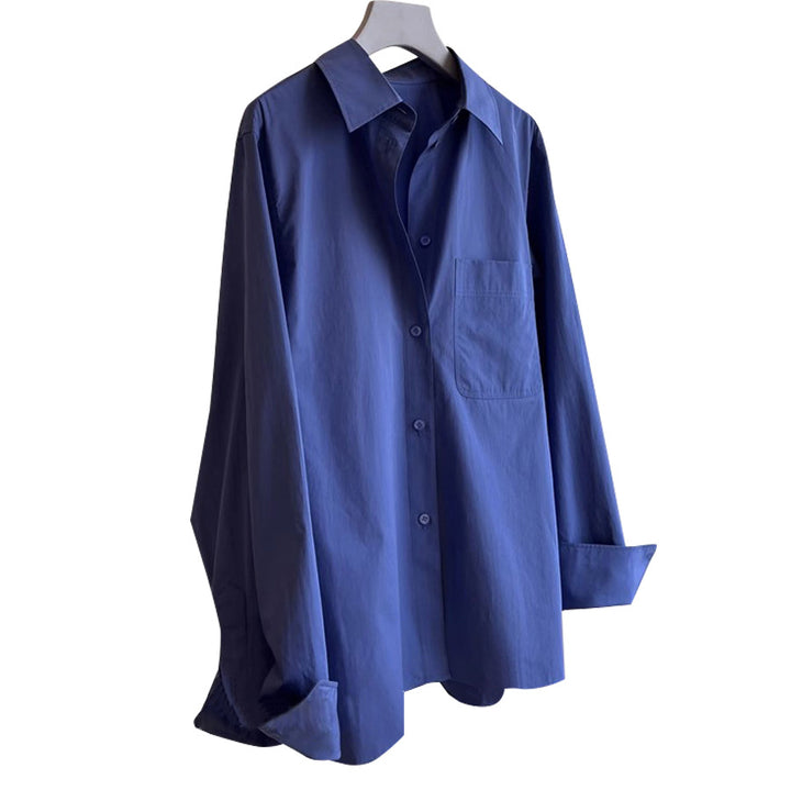 Women's Oversize Shirt made of light cotton blend with chest pocket Mune Fashion