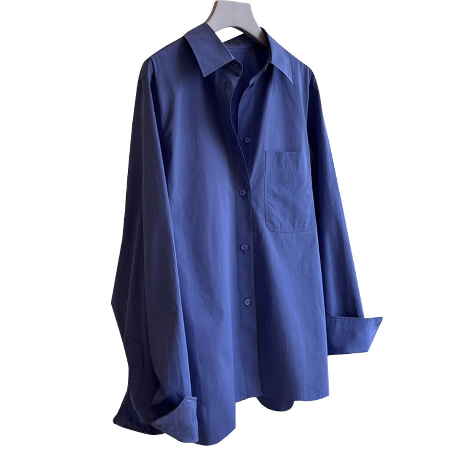 Women Classic Shirt Blouse with Wide Collar Mune Fashion