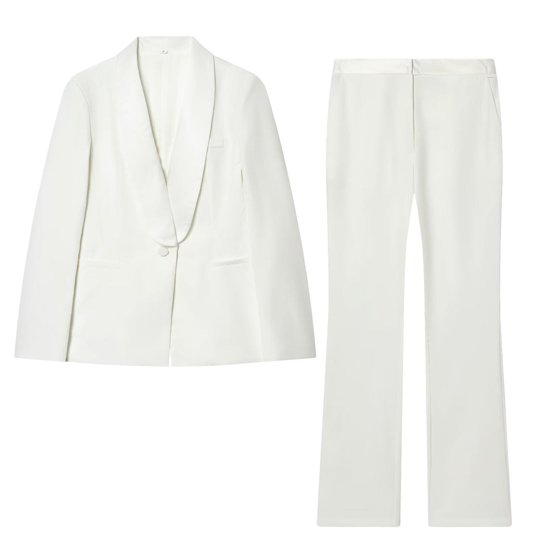 Women’s Tuxedo Blazer with Shawl Collar and Single Button Closure Mune Fashion