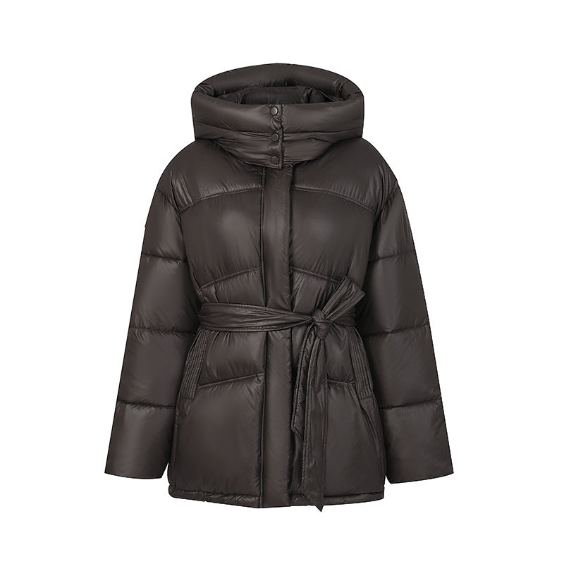 Ladies Stylish Padded Winter Coat with Belt and Hood Mune