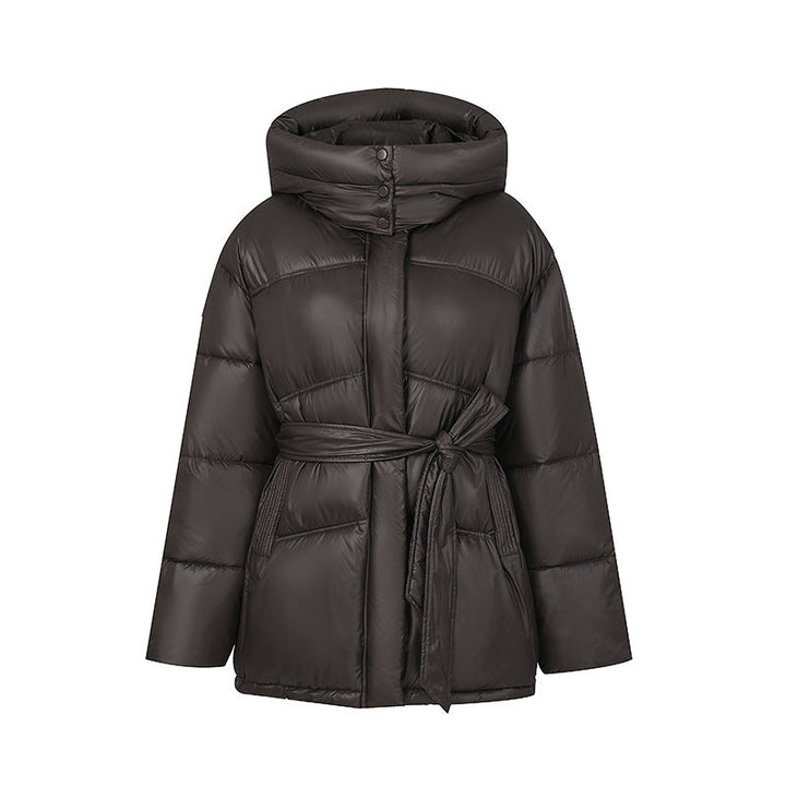 Ladies Stylish Padded Winter Coat with Belt and Hood Mune