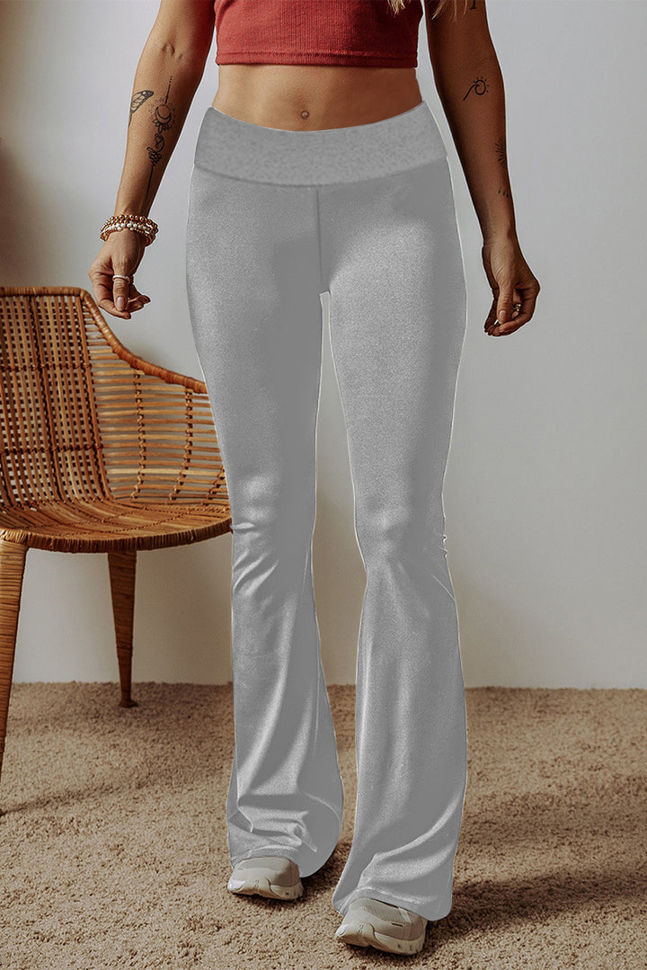 Women High-Waist Flare Pants made of Stretch Jersey with Wide Flare Mune Fashion
