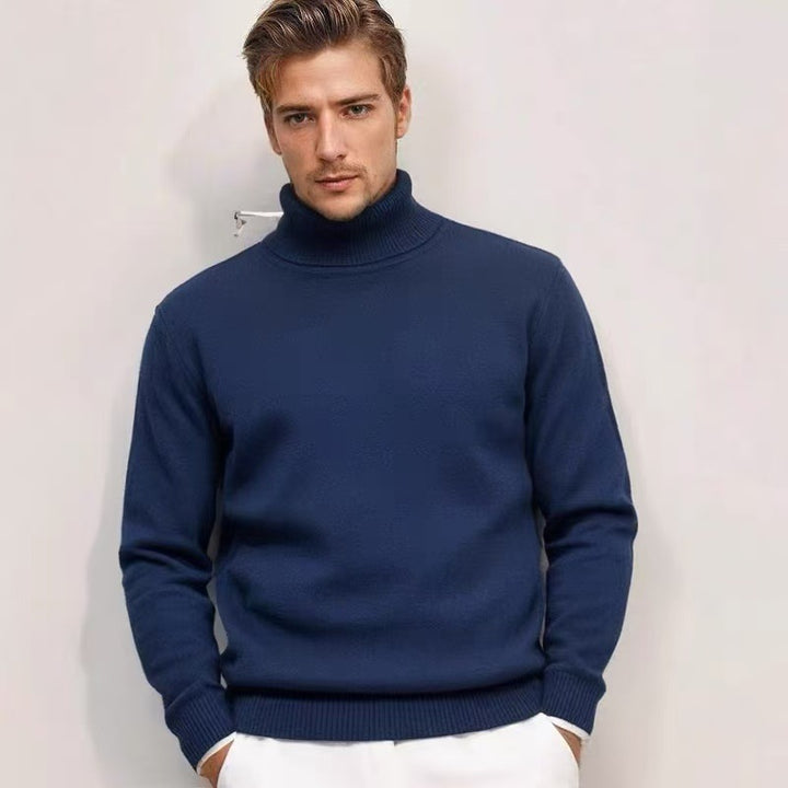 Men's fine knit turtleneck sweater with a slim silhouette and ribbed cuffs Mune Fashion