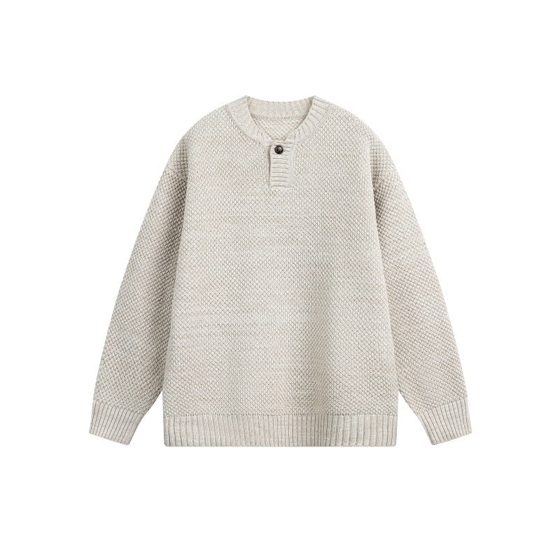 Unisex Structured Knit Sweater with Henley Placket Mune Fashion