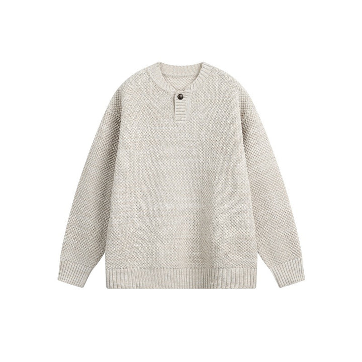 Unisex Structured Knit Sweater with Henley Placket Mune Fashion