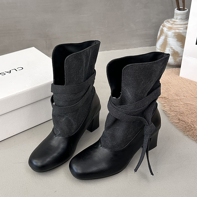 Ladies Elegant and Comfortable Ankle Boots with Straps Mune Fashion