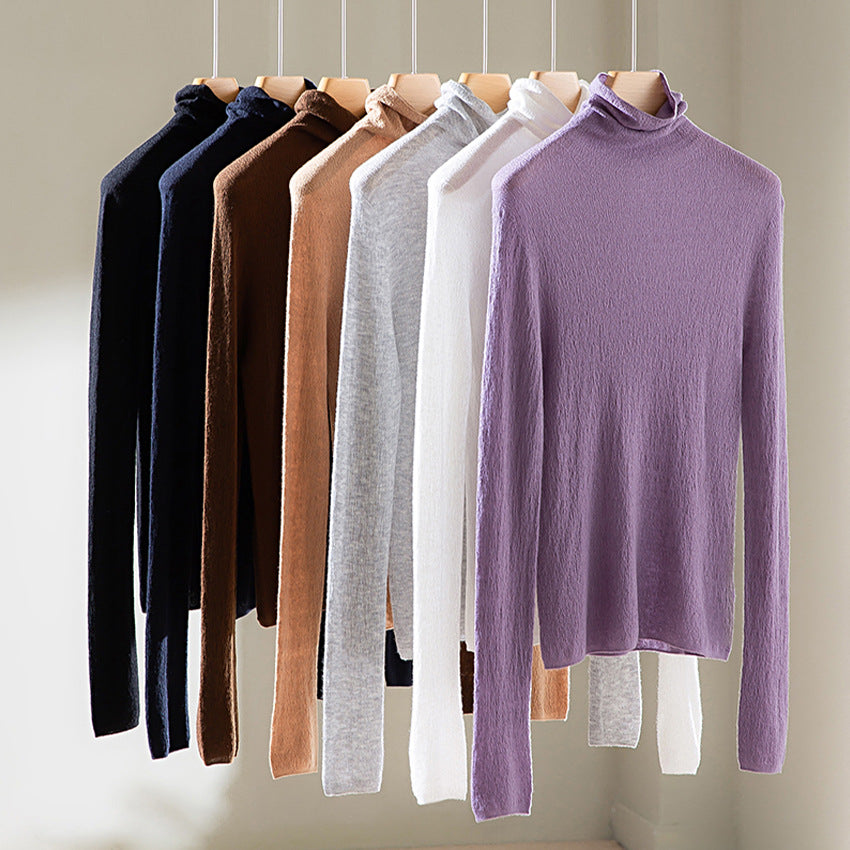 Women Fine ultra-light turtleneck sweater made of stretch fine knit Mune Fashion
