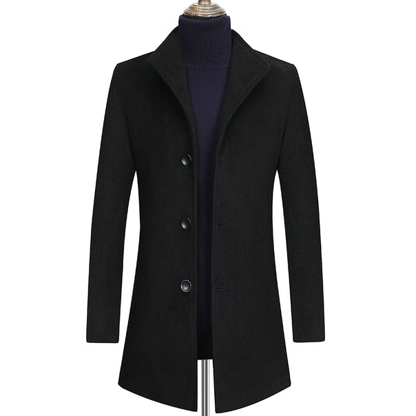 Men's slim fit wool blend coat with shirt collar, lightweight thermo lining and hidden button placket Mune Fashion