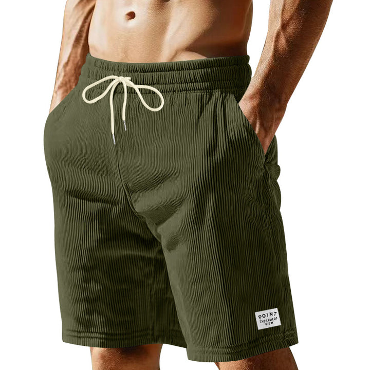 Men's knee-length lounge shorts in ribbed structure jersey with elastic drawstring waistband and patch pockets Mune Fashion