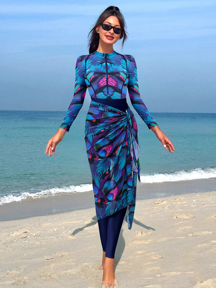 Women Modern UV Protection Swimsuit with Wrap Skirt Mune Fashion