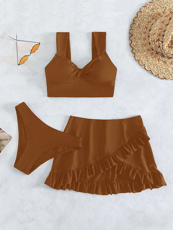 Women's leisure bikini set with wrap skirt and supportive straps Mune Fashion