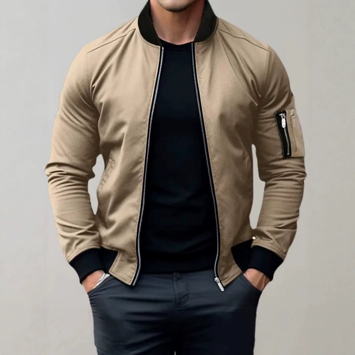Men's Fashion Bomber Jacket with Zipper