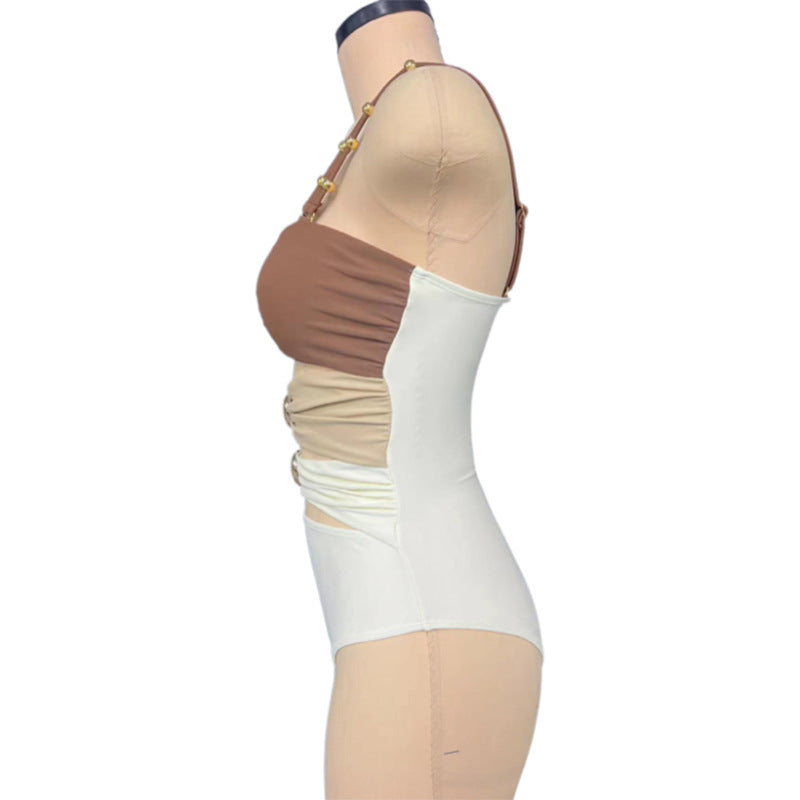 Women's Elegant Bandeau Swimsuit with Ruffles and Decorative Details Mune Fashion