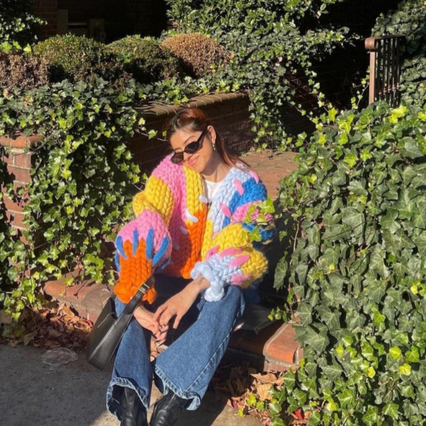 Ladies Fashionable Cardigan with Colorful Design
