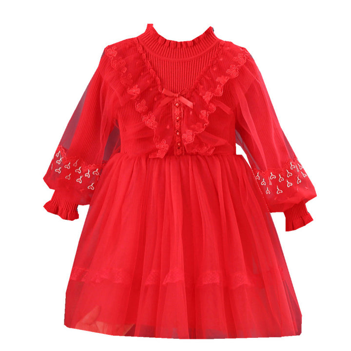 Girls festive tulle dress with ruffle details Mune Fashion
