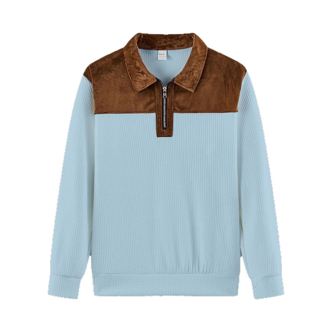 Unisex nan fine-structured knitted sweater with half zip collar and velvet trim Mune Fashion