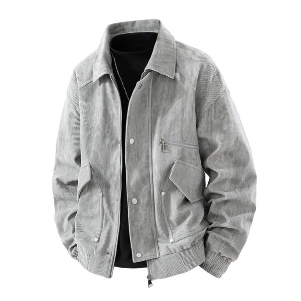 Men's corduroy blouson with zipper, chest zipper, flap and zip pockets, as well as elastic cuffs Mune Fashion