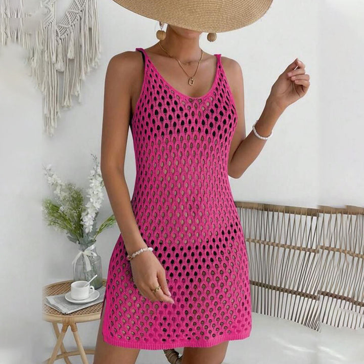 Women's crocheted beach dress with transparent mesh design Mune Fashion