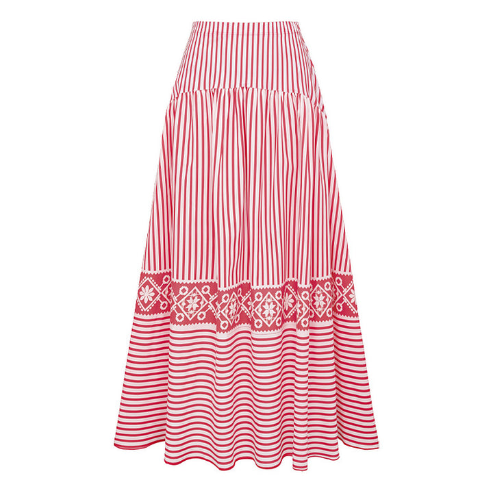 Women's Striped Bikini Set with Elegant Wrap Blouse and Fashionable Skirt Mune Fashion