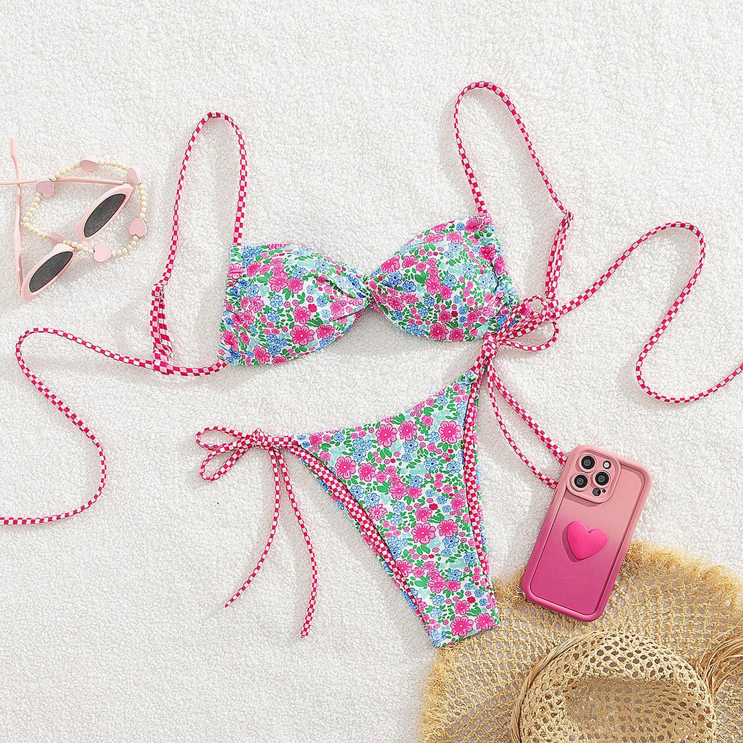 Ladies Floral Bikini with Adjustable Ties Mune Fashion