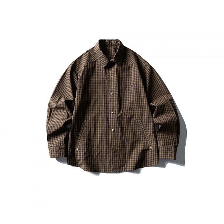 Men's overshirt in check pattern with front pockets and snap button placket Mune Fashion