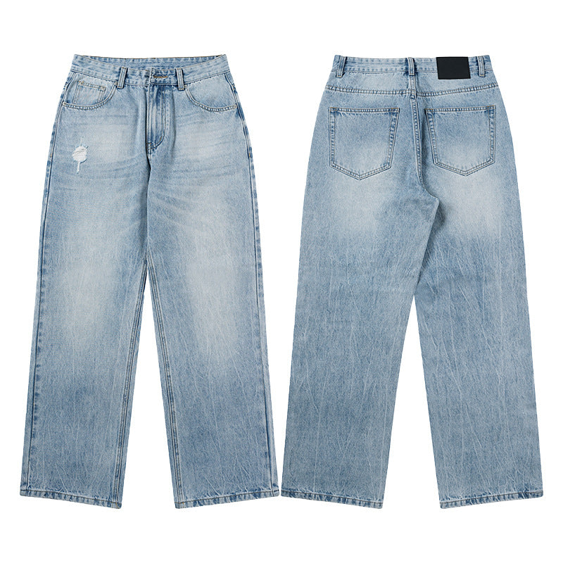 Men's extra wide denim pants with relaxed fit and floor-length hem Mune Fashion