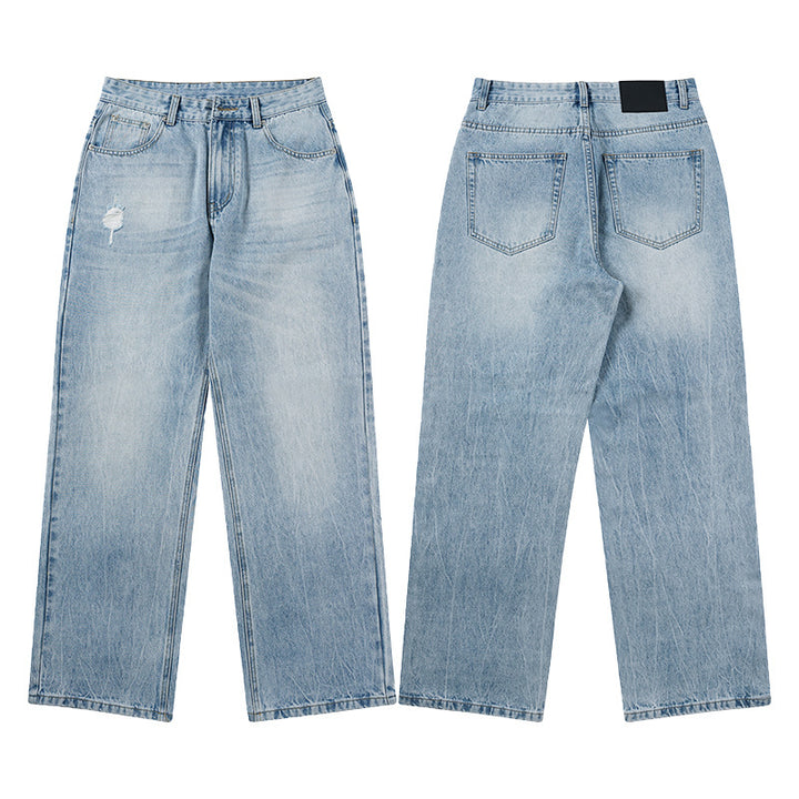 Men's extra wide denim pants with relaxed fit and floor-length hem Mune Fashion
