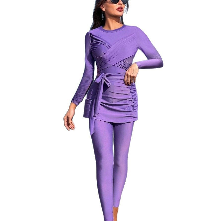 Women's fashionable swimsuit with wrap skirt and long sleeves Mune Fashion