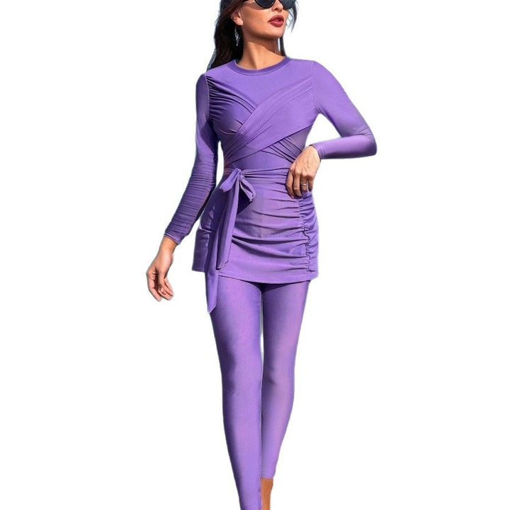Women's fashionable swimsuit with wrap skirt and long sleeves Mune Fashion
