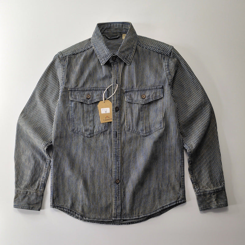 Men's Striped Cotton Shirt Jacket Mune Fashion
