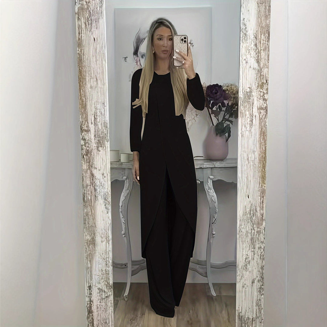 Women Elegant Maxi Dress with Wrap Look, Asymmetric Draping and Front Slit Mune Fashion