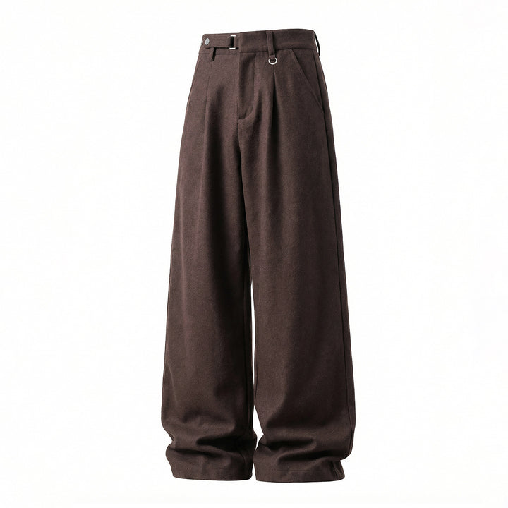 Women's Loose High-Waist Pants with Pleats, D-Ring and Wide Leg Mune Fashion