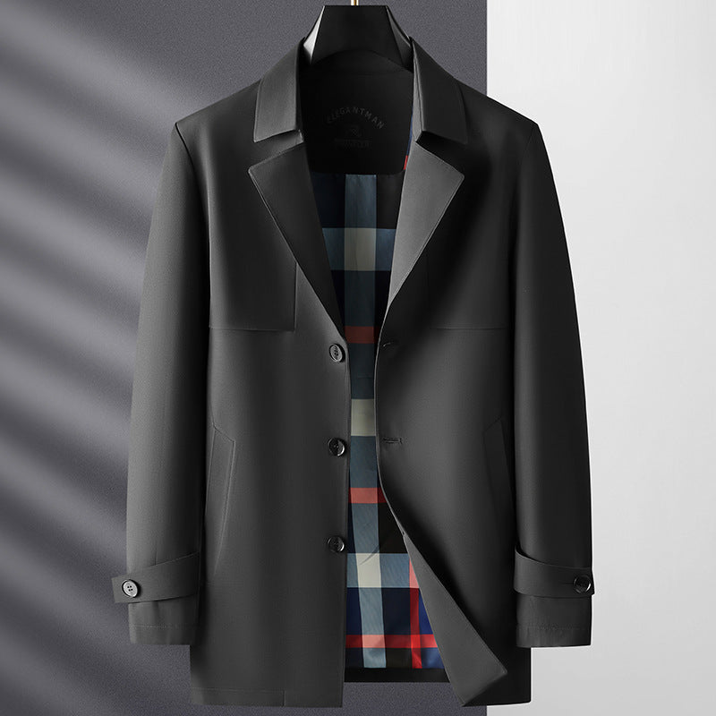 Men's transitional coat with checked inner lining and sleeve straps Mune Fashion