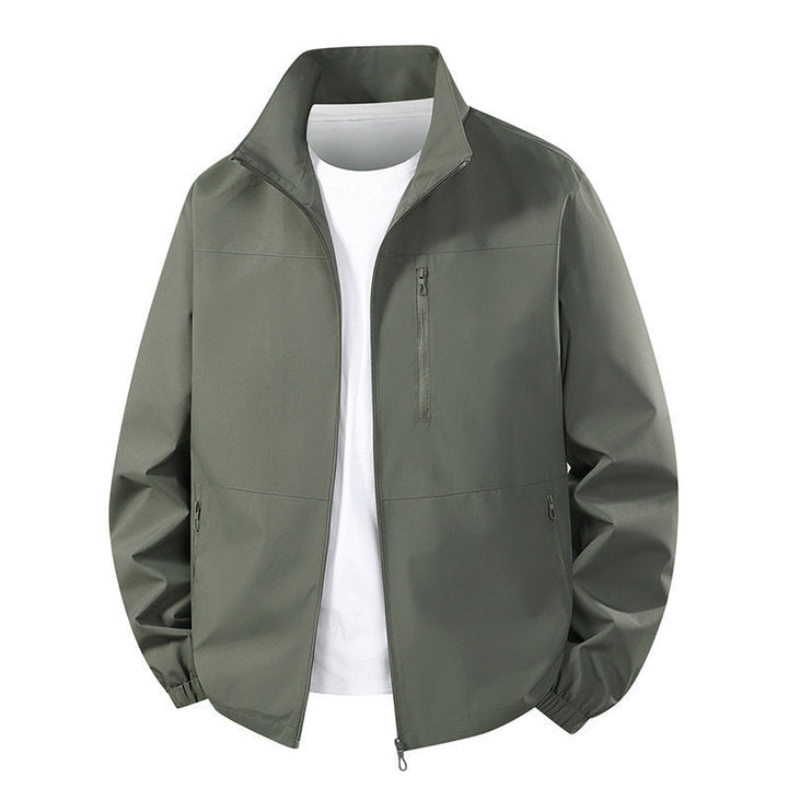 Men Light wind and water-repellent transitional jacket with standing collar and concealed zipper pockets Mune Fashion