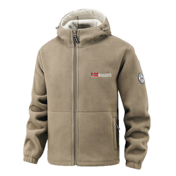 Men's warming fleece hoodie jacket with thermal lining, zippered pockets and elastic cuffs Mune Fashion
