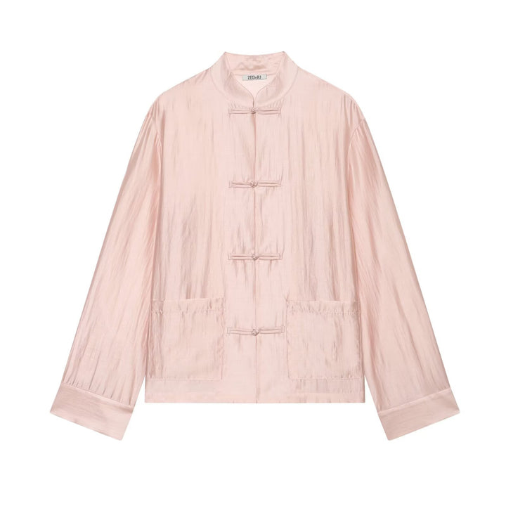 Women's Mandarin Collar Jacket with Chinese Knot Fastenings and Patch Pockets Mune Fashion