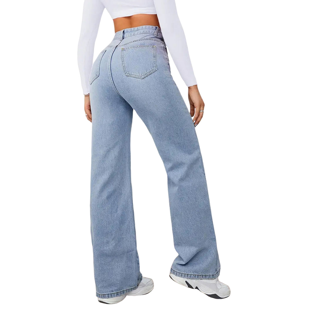 Women High-Waist Wide-Jeans with Straight Leg Mune Fashion