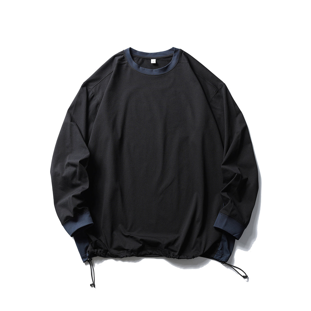 Unisex Oversize Fleece Pullover with Drawstring Hem and Contrast Collar Mune Fashion