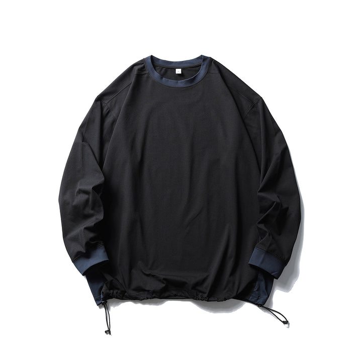 Unisex Oversize Fleece Pullover with Drawstring Hem and Contrast Collar Mune Fashion