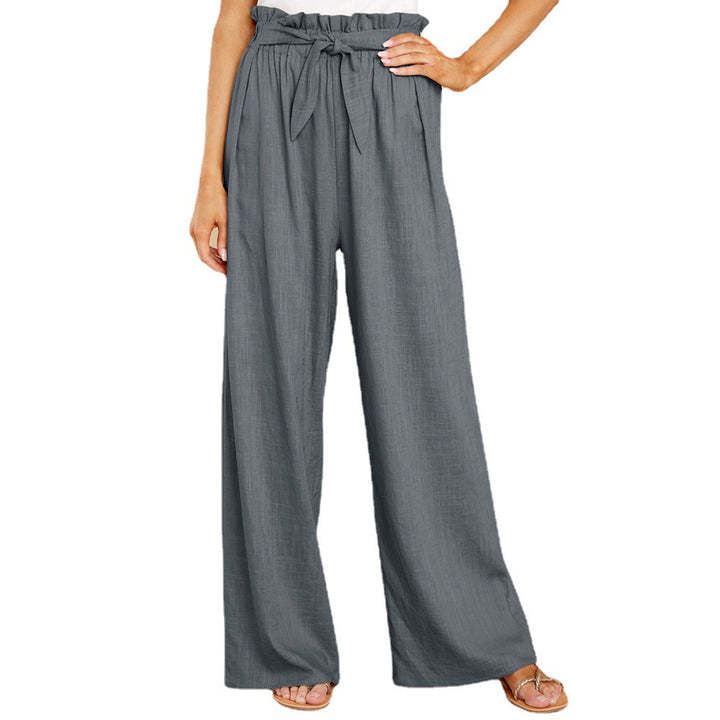 Women's linen pants with paperbag waistband and wide leg Mune Fashion