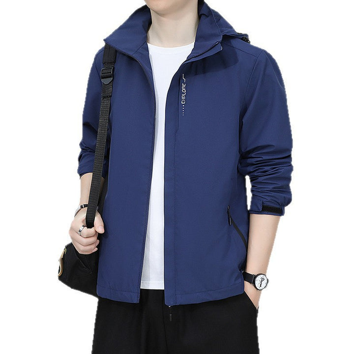 Men's Lightweight Hooded Windbreaker with Full-Zip and Concealed Pockets Mune Fashion