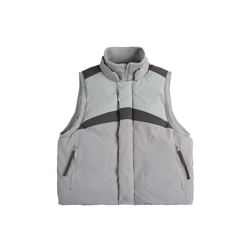 Unisex Lightweight Padded Stand-Up Collar Vest in Boxy Cut with Zipper Pockets Mune Fashion