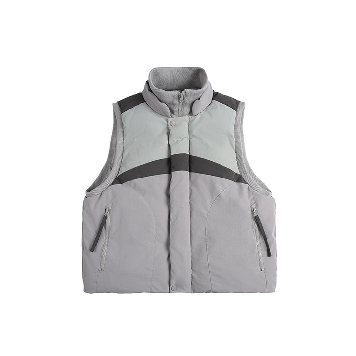 Unisex Lightweight Padded Stand-Up Collar Vest in Boxy Cut with Zipper Pockets Mune Fashion
