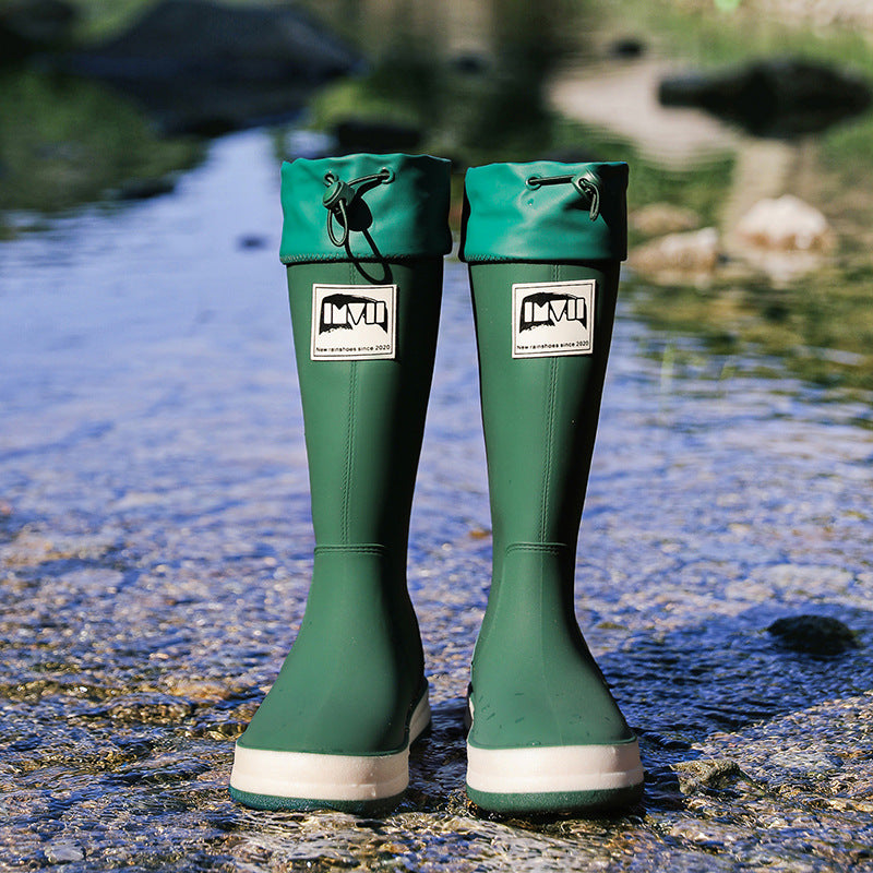 Women's knee-high waterproof rubber boots with adjustable cord closure Mune Fashion