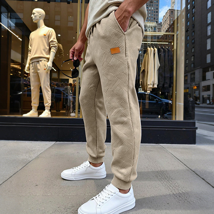 Men's quilted joggers with geometric texture pattern Mune Fashion